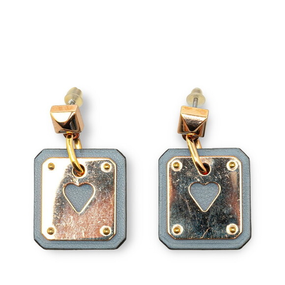 HERMES Blue Leather Earrings - Picture 1 of 4